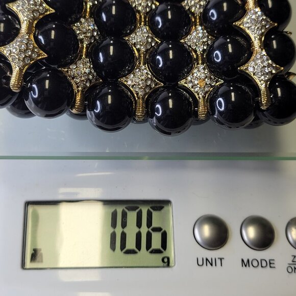 Statement Large White Pearl Ball Bead Stretchy Cuff Bracelet - Picture 6 of 10